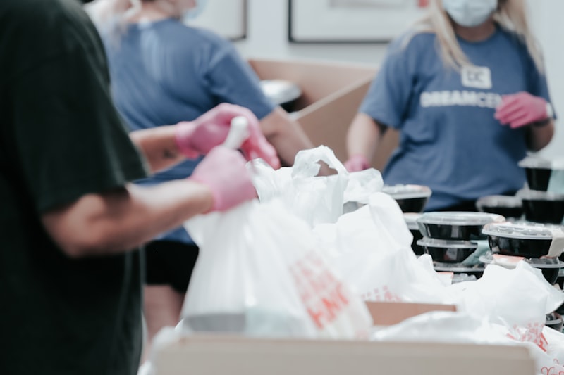 Teens serving food